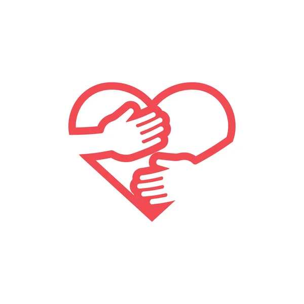 Templat Desain Ikon Jantung Hug Terisolasi - Stok Vektor