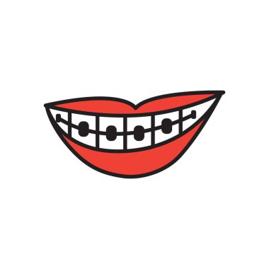 Sırıtma diş teli ikonu tasarım şablonu vektörü izole