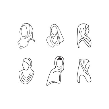 Başörtüsü simgesi grafik tasarım çizim vektörü izole edildi
