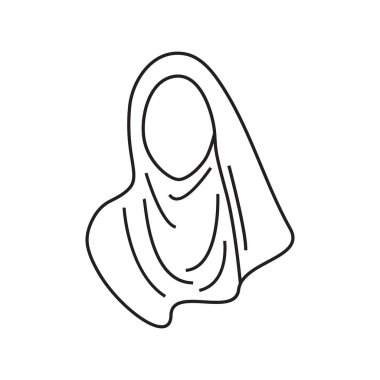 Başörtüsü simgesi grafik tasarım çizim vektörü izole edildi