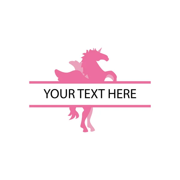 Unicornio Con Diseño Texto Dividido Plantilla Vectorial Aislado — Vector de stock