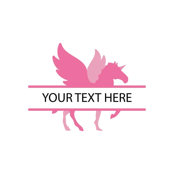 Unicornio Con Diseño Texto Dividido Plantilla Vectorial Aislado — Vector de stock