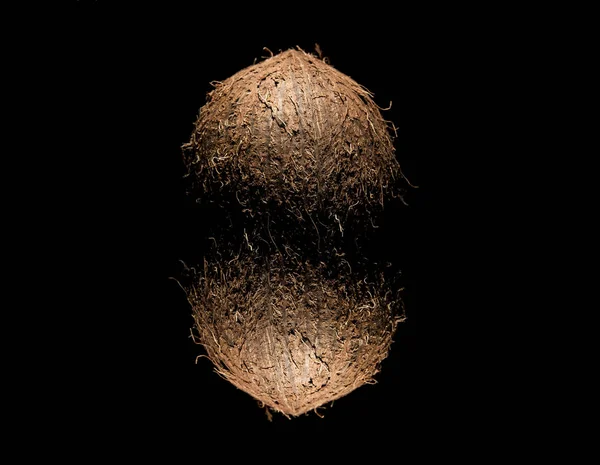 siyah arka plan üzerine Hindistan cevizi yansıma