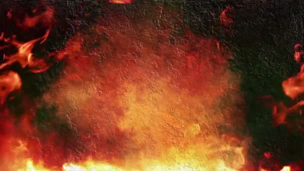 Zulks Video Oplawaai Beschikt Een Betonnen Muur Achtergrond Vlammen — Stockvideo