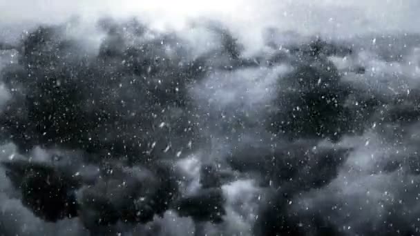 Video Clip Features Sky Dark Storm Clouds Heavy Falling Snow — Stock Video