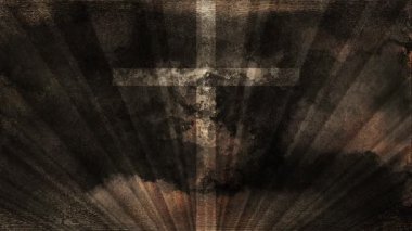 Eski beton doku çarmıhta Christian 