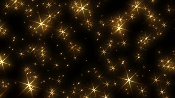 Świecące Złote Gwiazdy Tle Pętli — Wideo stockowe