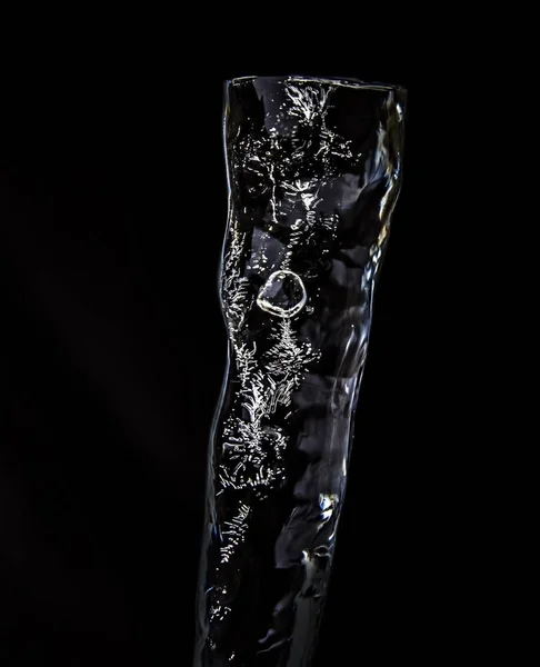 Close Air Bubbles Icicle Black Background — Stock Photo, Image