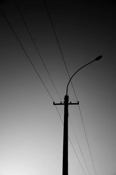 Zwart Wit Schieten Van Straat Licht — Stockfoto