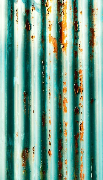 Verticale Achtergrond Van Turquoise Roestige Hek — Stockfoto