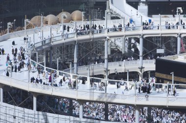 Pilgrims Tawaf Around Al-Kaaba While Construction Works Are Going on at Al Haram in Mecca, Saudi Arabia clipart