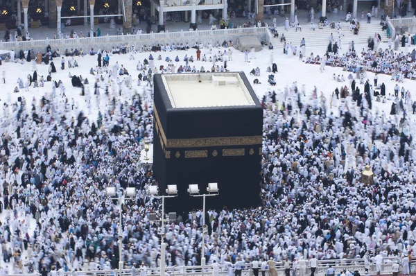 Oração Tawaf Circunambulação Muçulmanos Torno Alkaaba Meca Arábia Saudita Vista — Fotografia de Stock