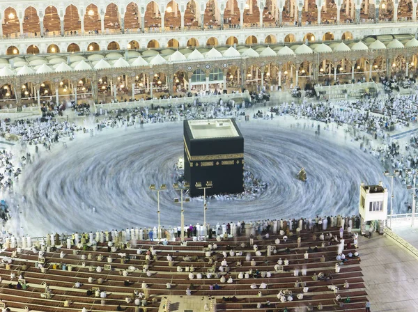 Prière Tawaf Circumambulation Des Musulmans Autour Alkaaba Mecque Arabie Saoudite — Photo