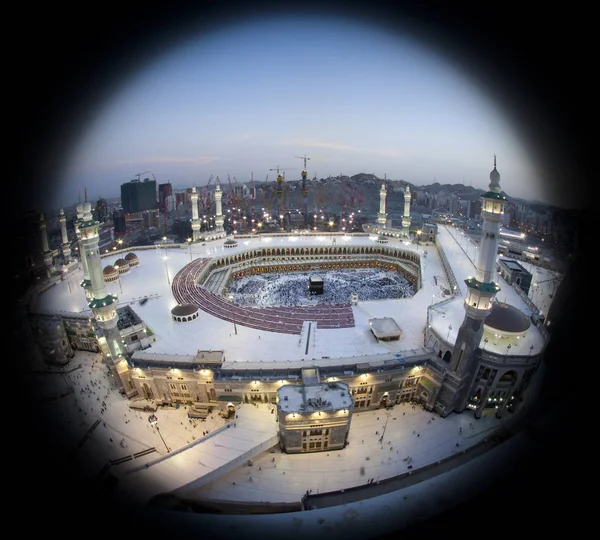 Prayer Tawaf Circumambulation Alkaaba Mecca Aerial View — Stock Photo, Image