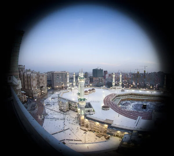 Modlitba Tawaf Okolky Kolem Alkaaba Mekce Letecký Pohled — Stock fotografie