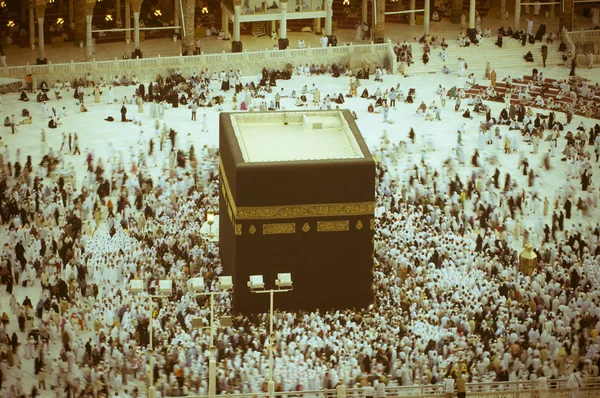 Preghiera Tawaf Circumambulazione Intorno Alkaaba Alla Mecca Veduta Aerea — Foto Stock