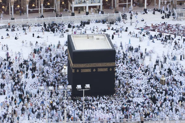 Modlitba Tawaf Muslimů Kolem Alkaaba Mekka Saúdská Arábie Letecký Pohled — Stock fotografie