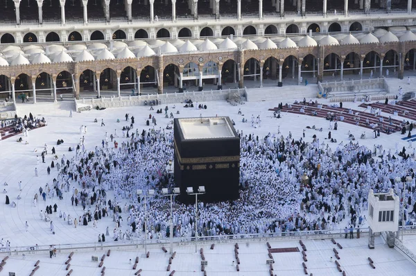 Dua Müslümanlar Mekke Suudi Arabistan Hava Üst Görünümünde Alkaaba Etrafında — Stok fotoğraf