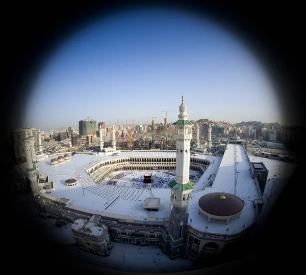Gebet Und Tawaf Umgehung Alkaaba Mekka Luftaufnahme — Stockfoto