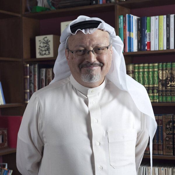Portrait of - Washington Post's - Saudi journalist Jamal Khashoggi at his home in JEDDAH, SAUDI ARABIA - JAN 13, 2016