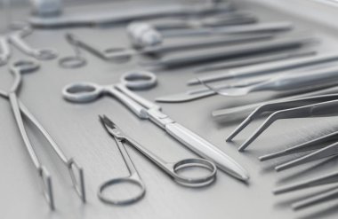 Tıbbi malzeme, aygıt modern ameliyathane içinde. 3D çizim.