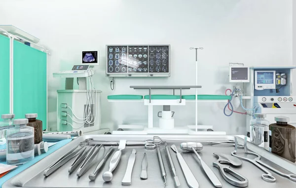 Medical equipment, devices in modern operating room. 3D illustration. — Stock Photo, Image