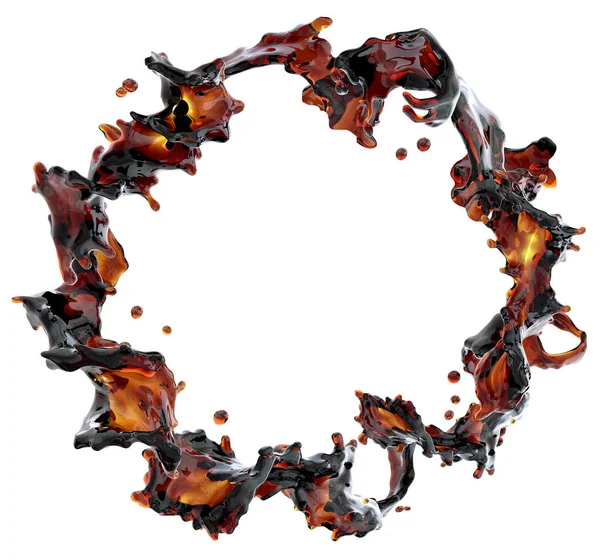 Alkol, kola, kahve sıvı sıçraması izole damlacıkları ile. 3D çizim