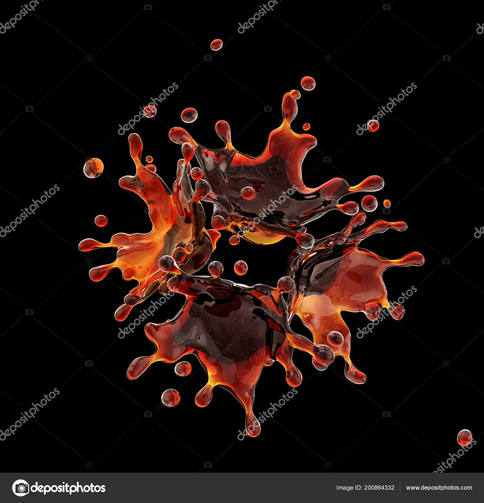 Alcohol, Cola, Coffee Liquid Splashes With Droplets, Isolated On Black Alcohol, Cola, Coffee Liquid Splashes With Droplets, Isolated On Black