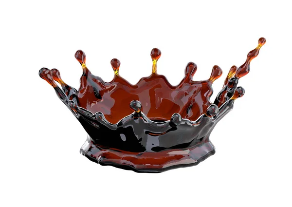 Alcohol, cola, tea, coffee liquid crown, decorative. 3D illustration — Stock Photo, Image