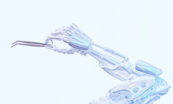 Surgeon robot hand holding surgery tool. Robotic surgery concept. Robotic technology 3D illustration — Stock Photo, Image