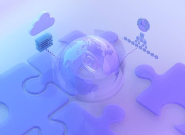 İş verileri öğeleri, çizelgeler, grafikler, diyagramlar Pazar. Veri analizi, finans, bankacılık, danışmanlık, pazarlama yönetimi uygulaması, için şablon. Dünya küresi, puzzle parçaları. 3D çizim
