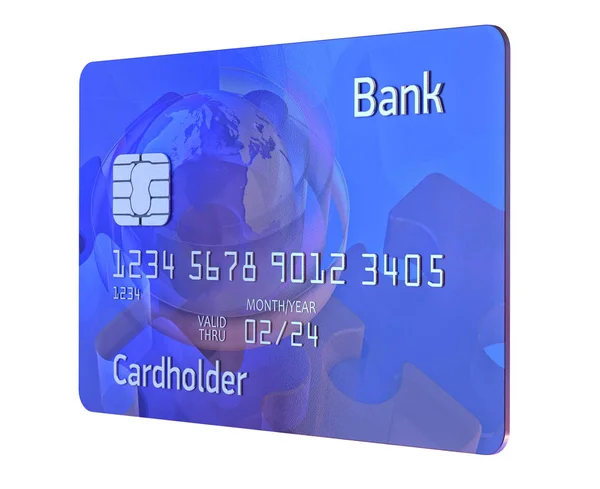 Credit card with colorful abstract design background. 3D illustration — Stock Photo, Image