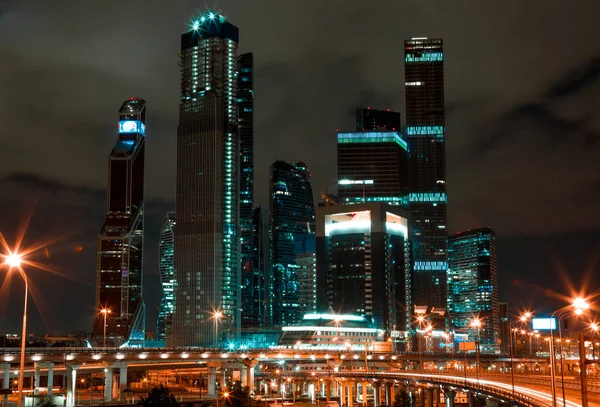 Modern Business Center in the night lights — Stock Photo, Image