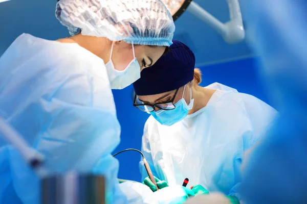 Chirurgiens opérant un patient en salle d'opération — Photo