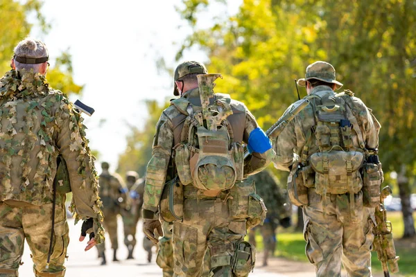 Groupe Soldats Sur Plein Air Sur Les Exercices Armée Guerre — Photo