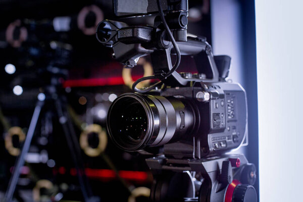 detail of professional camera equipment, film production studio