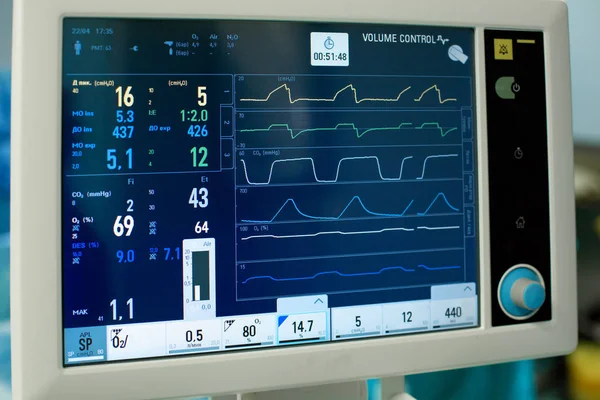 Elettrocardiogramma in chirurgia ospedaliera pronto soccorso che mostra la frequenza cardiaca del paziente — Foto Stock