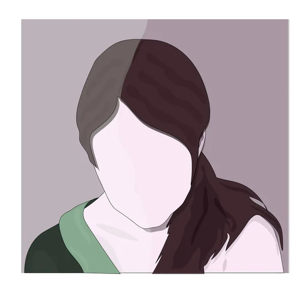 Beautiful Young Woman Woman Silhouette Portrait Vector Avatar — Stock Vector