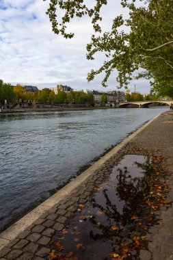 Sena Nehri Köprüsü ve binalar, Paris, Fransa