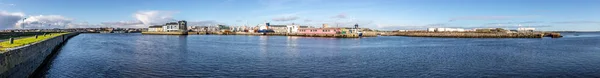 Panorama Galway Harbour Corrib River Galway Buildings Reflection Galway Ireland — Stock Photo, Image