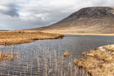 Arka planda dağlar ile conemara Gölü