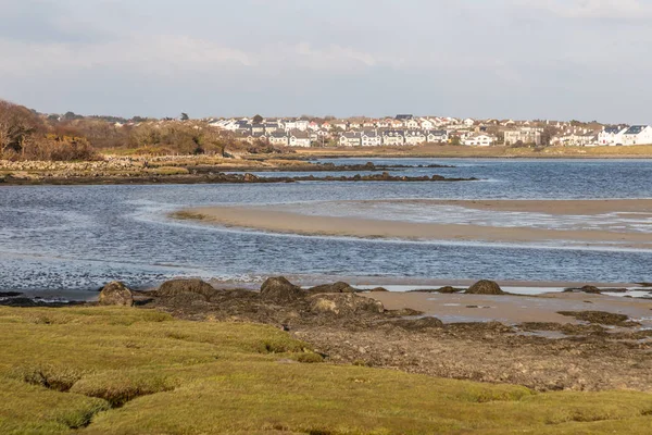 Salthillové domy a pláž Silvestrand v Galway Bay — Stock fotografie