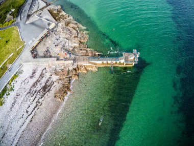 Salthill Dalış kulesi ile Blackrock plaj havadan görünümü