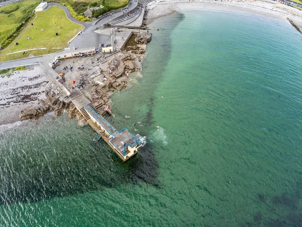 Aerial view of Blackrock beach with Diving tower in Salthill — Stock Photo, Image
