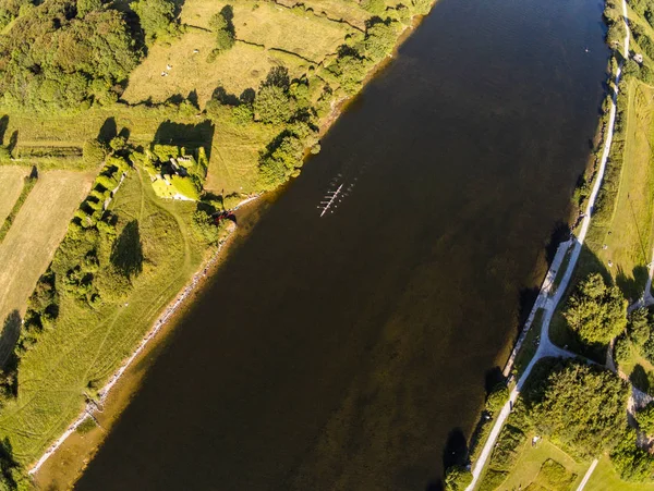 Luchtfoto van het kasteel van Menlo en de rivier Corrib — Stockfoto