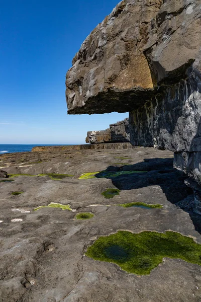 Inishmore içinde yeşil deniz yosun ve okyanus ile kayalıklar