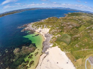 Carraroe Carraroe Coral plaj Havadan görünümü, Conemara, Galway, İrlanda