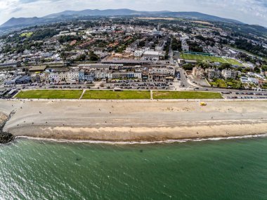 Bray plajının havadan görünümü, Bray, Dublin, İrlanda