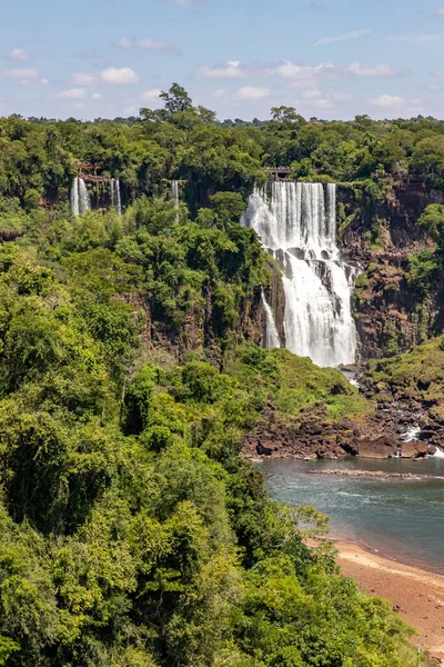 Wald Wasserfälle Und Fluss Mit Felsen Foz Iguacu Parana Brasilien — Stockfoto
