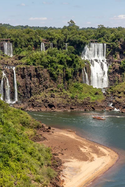 Wald Wasserfälle Und Fluss Mit Felsen Foz Iguacu Parana Brasilien — Stockfoto